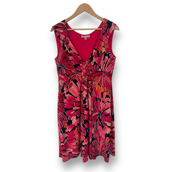 Size 12 BOLD FLORAL PRINT SLEEVELESS‎ DRESS Spring Summer Wedding Party Church - Picture 4 of 4